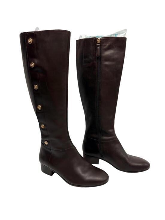 Nine West Shoes - Nine West Oreyan Genuine Leather Knee High Brown Boots Gold Button Details 6.5